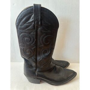 Vintage Acme Cowboy Roper Boots Leather Black 8 D